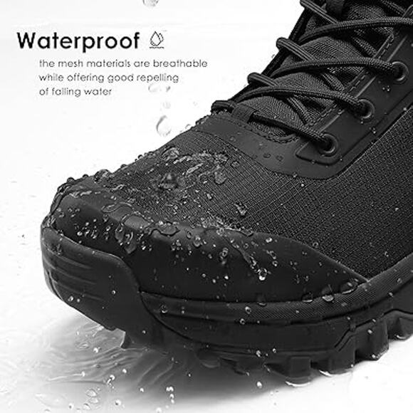 Coostar Mens Size 7 Black Lace Up Waterproof Lightweight Military Combat Boots - Picture 3 of 7